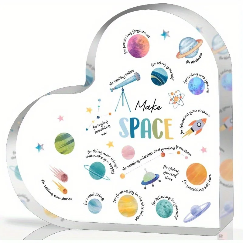 Health Wellness Office - Acrylic Heart Mental Health Decor -