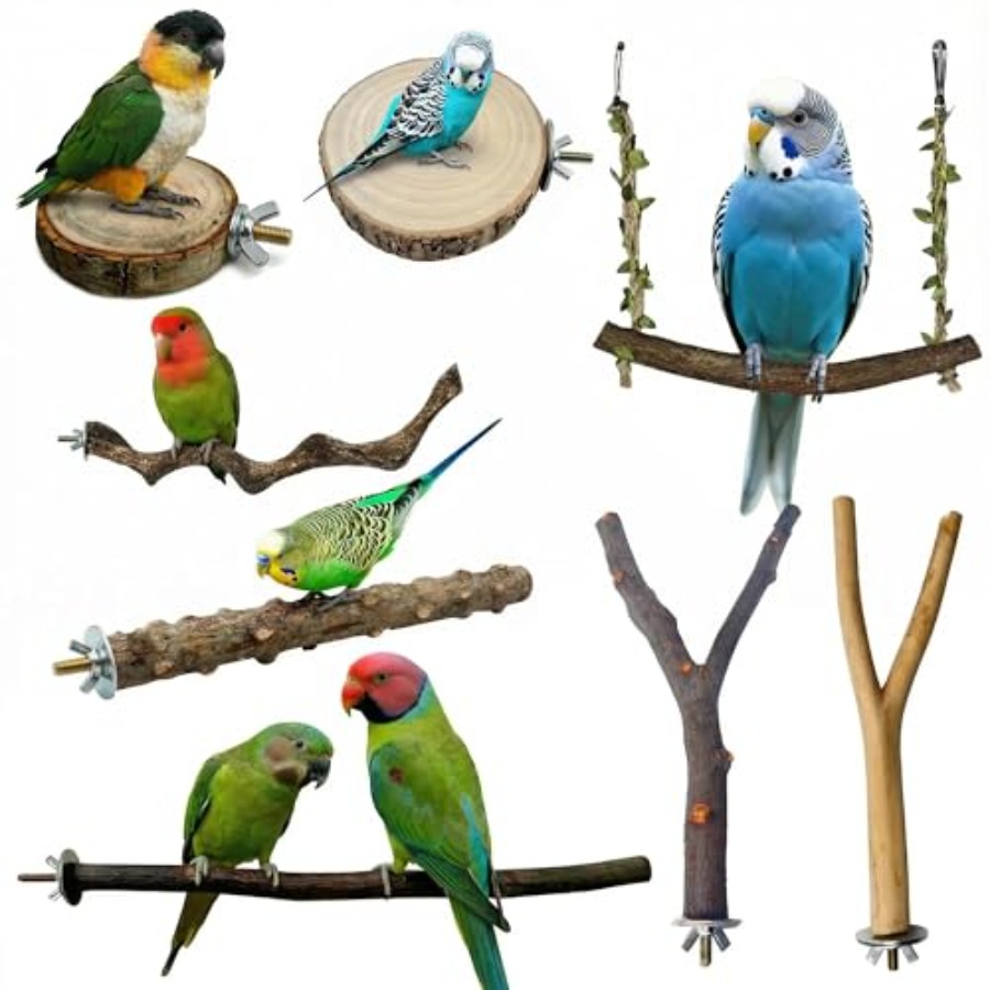 Health & Wellness Focus - 8PCS natural wood bird perches for